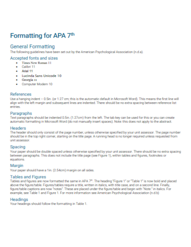 formatting for apa 7th sample paper