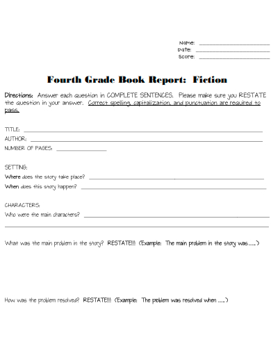 fourth grade book report