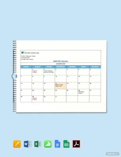 free blank hr calendar template