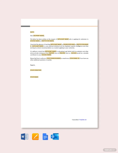 free sample school reference letter template