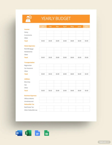 free sample yearly budget template