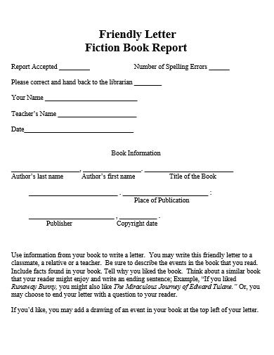 friendly letter friction book report