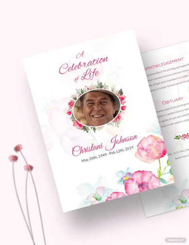 funeral obituary invitation card template