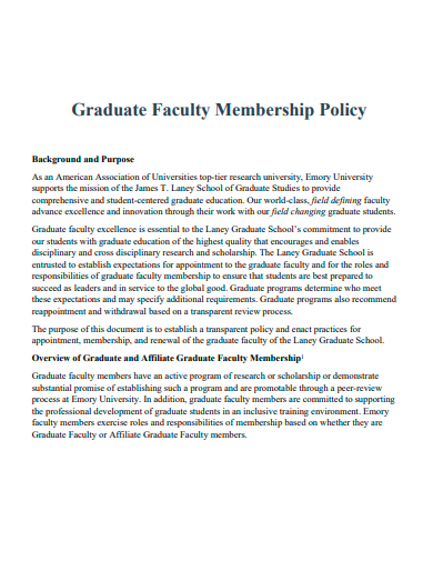 graduate faculty membership policy