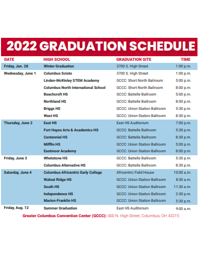 graduation schedule