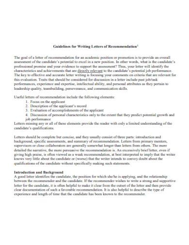 guidelines for writing letters of recommendation