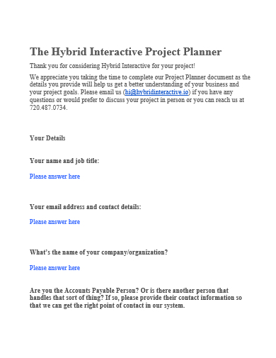 hybrid interactive project planner