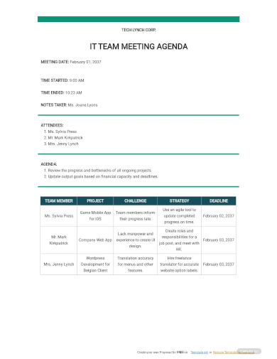 it meeting agenda template