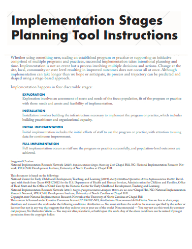 implementation stages planning tool