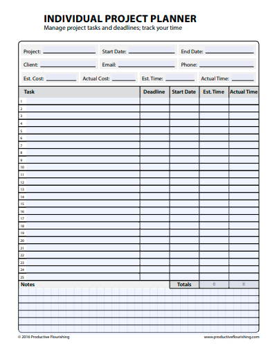 individual project planner