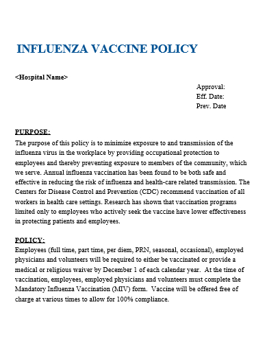 influenza vaccine policy