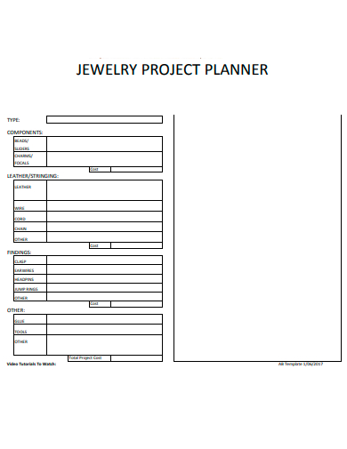 jewelry project planner