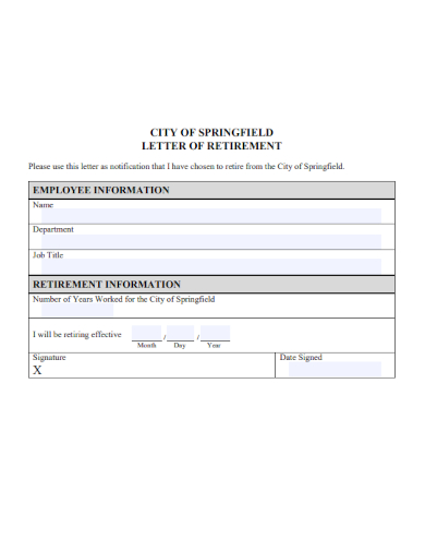 letter of retirement