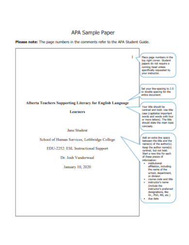 literacy for apa sample paper