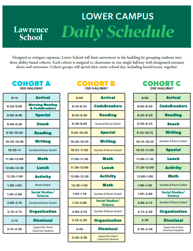 lower campus daily schedule