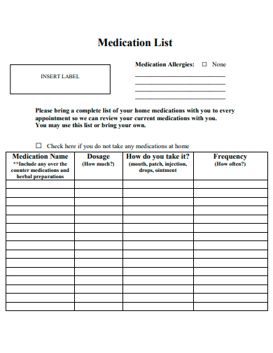 medication list example