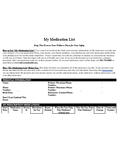 medication list in doc