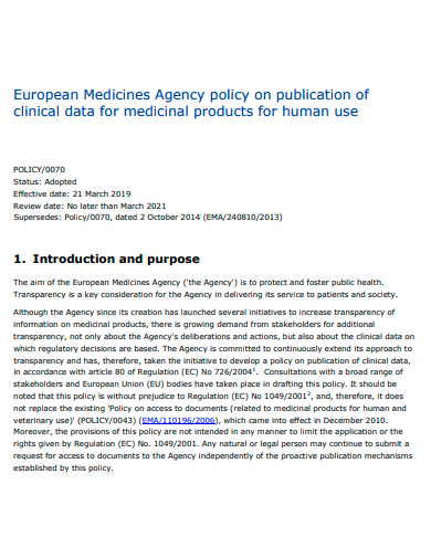 medicines agency policy