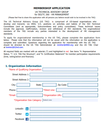 membership application format