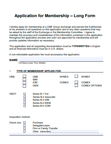 membership application long form
