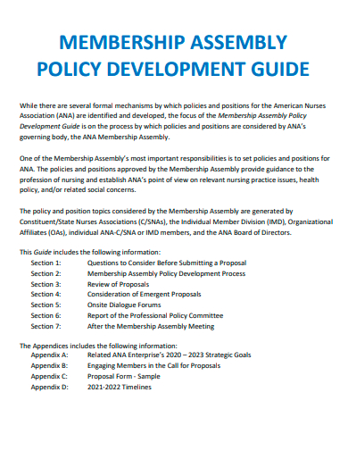 membership assembly policy development