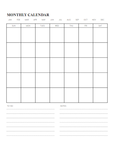 monthly to do blank calendar