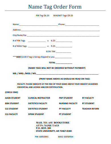 FREE 50 Name Tag Samples In PDF MS Word
