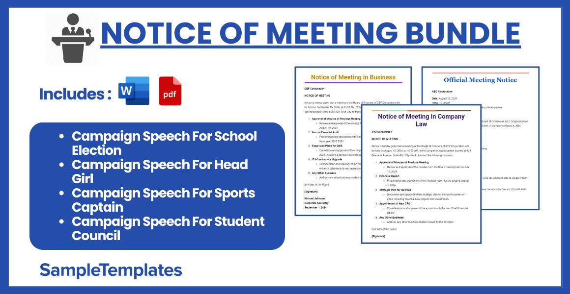 notice of meeting bundle