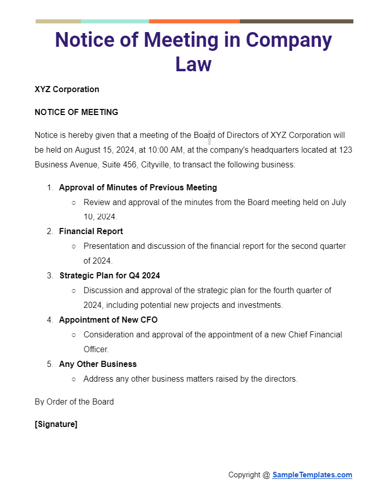 notice of meeting in company law