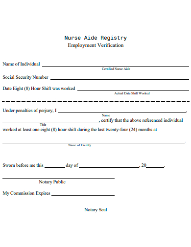 nurse registry employment verification