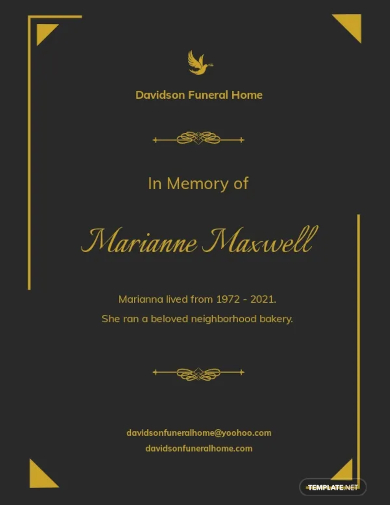 obituary card template