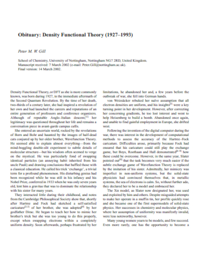obituary density functional theory