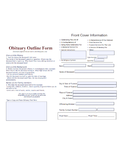obituary outline fillable form