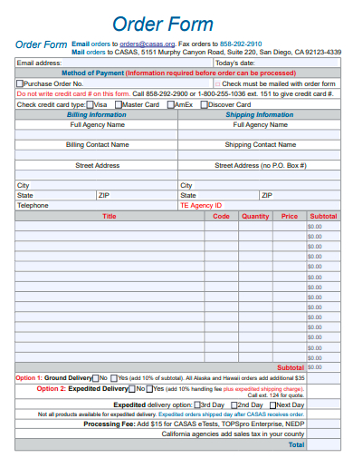 order form example