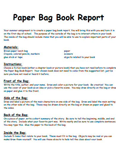 paper bag book report