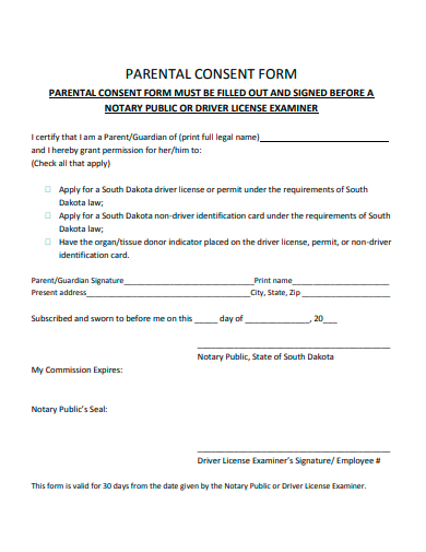 parental consent form