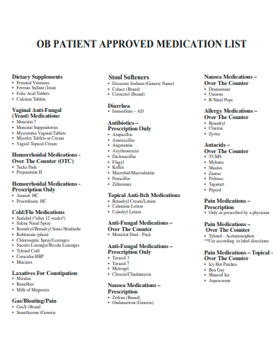 patient approved medication list