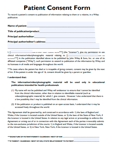 patient consent form
