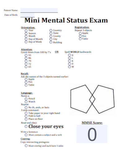 patient mini mental status exam