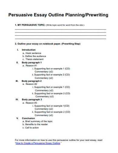 persuasive essay outline planning