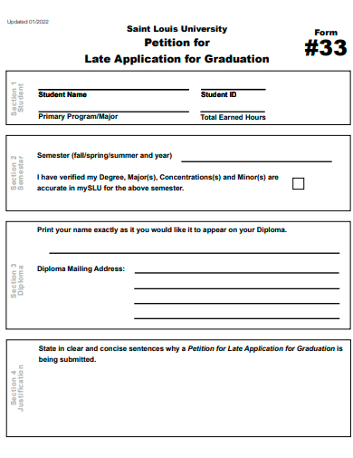petition for late application for graduation