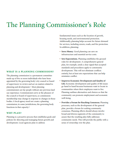 planning commissioners role template