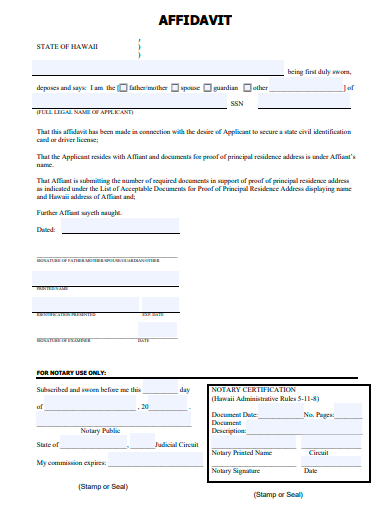 printable affidavit