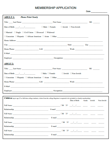 printable membership application