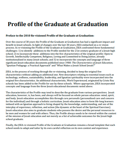 profile of the graduate at graduation