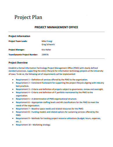 project management office plan