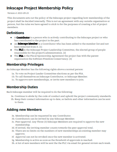 project membership policy