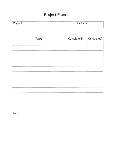 project planner example