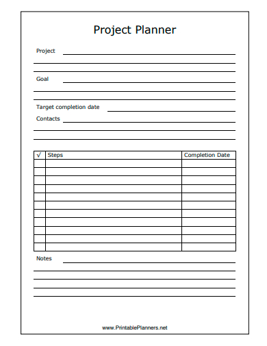 project planner format