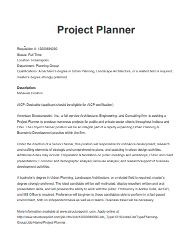 project planner in pdf